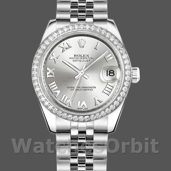 Replica Rolex Datejust 31 mm Donna-178384-Comparatore romano argento-Acciaio inossidabile Argento<br />
