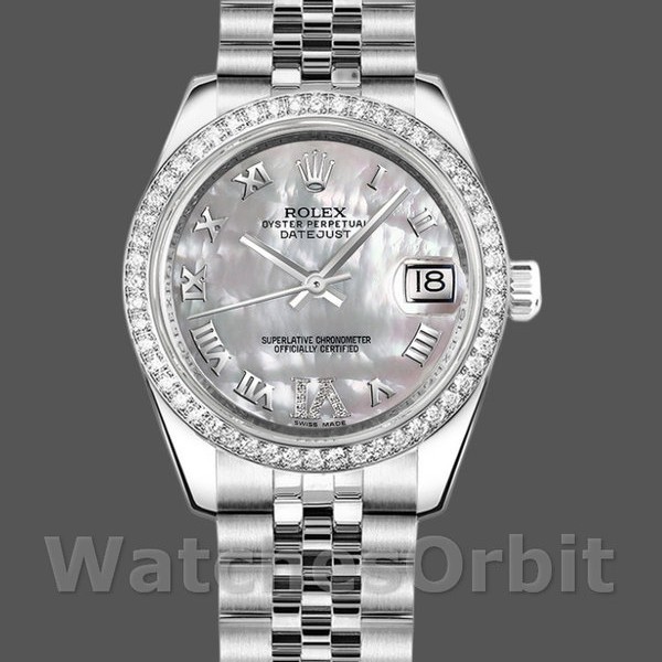 Replica Rolex Datejust 31 mm Donna-178384-Comparto bianco madreperla-Diamanti MOP