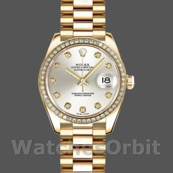 Replica Rolex Datejust-179138 da donna, 26 mm, quadrante argento con diamanti, Lady Silver