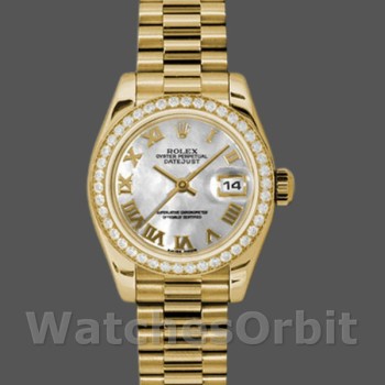 Replica Rolex Datejust-179138 da donna, 26 mm, quadrante bianco con numeri romani in madreperla, Lady MOP