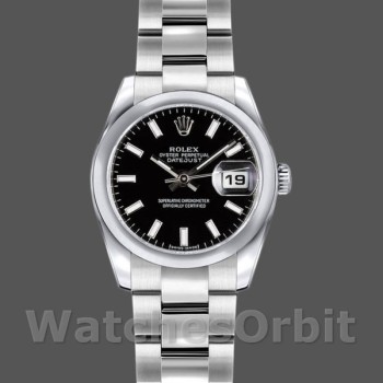 Replica Rolex Datejust 26mm Donna-179160-Dal quadrante nero con lunetta nera