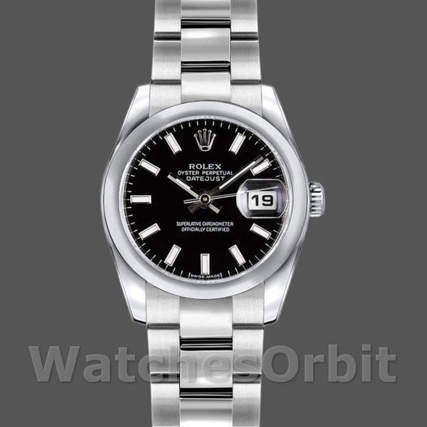 Replica Rolex Datejust 26mm Donna-179160-Dal quadrante nero con lunetta nera