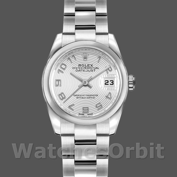 Replica Rolex Datejust 26mm Donna-179160-Argento Quadrante a cerchi concentrici Argento<br />