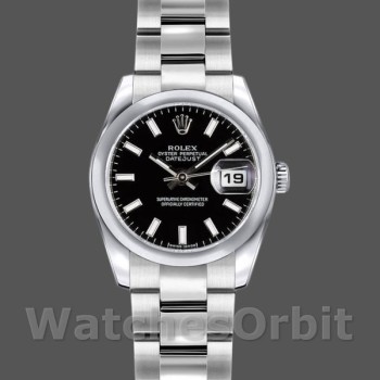 Replica Rolex Datejust 26mm Donna-179160-Dal quadrante nero con lunetta nera