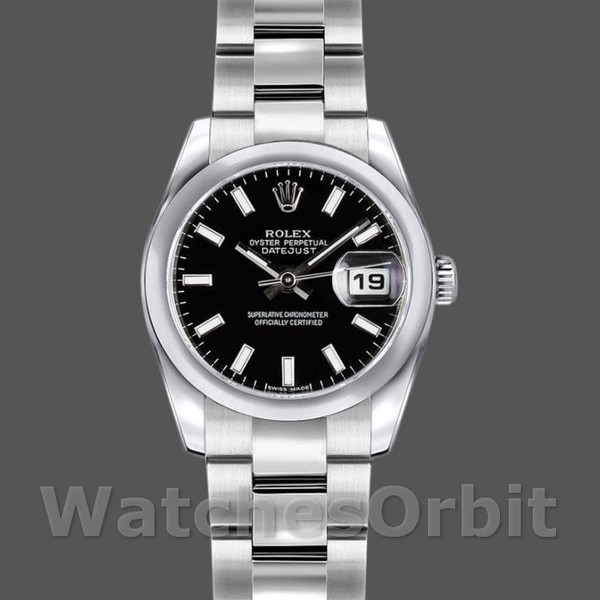 Replica Rolex Datejust 26mm Donna-179160-Dal quadrante nero con lunetta nera