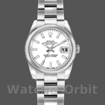 Replica Rolex Datejust 26 mm Donna-179160-Calendario bianco-Lunetta bianca con indici e lunetta bianca