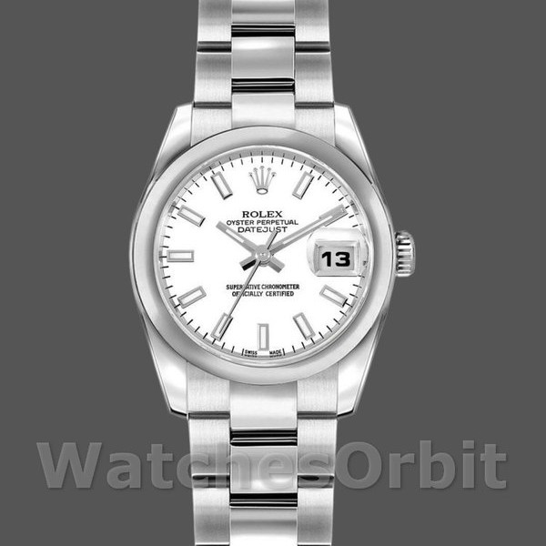 Replica Rolex Datejust 26 mm Donna-179160-Calendario bianco-Lunetta bianca con indici e lunetta bianca
