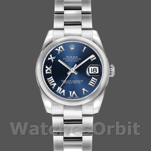 Replica Rolex Datejust 26 mm Donna-179160-Blue Quadrante Romano-Bracciale Oyster Blu