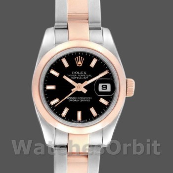Replica Rolex Datejust 26 mm Donna-179161-Calendario nero-Acciaio inossidabile e oro massiccio Lusso