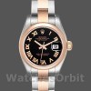 Replica Rolex Datejust 26 mm Donna-179161-Comparatore romano nero-Acciaio inossidabile e oro Everose nero