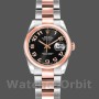 Replica Rolex Datejust 26 mm Donna-179161-Circuito nero Quadrante in acciaio inossidabile e oro Everose Nero