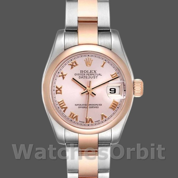 Replica Rolex Datejust 26 mm Donna-179161-Comparatore romano rosa-Acciaio inossidabile e oro rosa Everose
