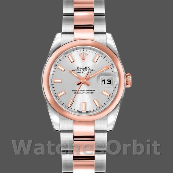 Replica Rolex Datejust 26 mm Donna-179161-Comparto indice argento-Acciaio inossidabile e oro Everose Argento