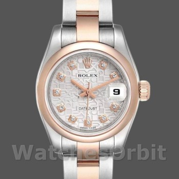 Replica Rolex Datejust 26 mm Donna-179161-Dal quadrante argentato Jubilee Anniversary-Acciaio inossidabile e oro Everose Argento