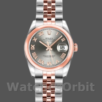 Replica Rolex Datejust 26 mm Donna-179161-Comparatore romano in acciaio inossidabile e oro Everose in acciaio<br />