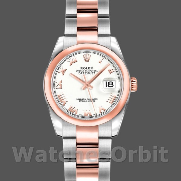 Replica Rolex Datejust 26 mm Donna-179161-Comparatore romano bianco-Acciaio inossidabile e oro bianco Everose