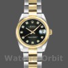 Replica Rolex Datejust-179163 da donna, 26 mm, quadrante nero con diamanti, lunetta bombata, Lady Black