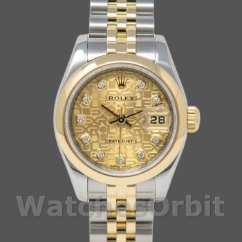 Replica Rolex Datejust-179163 da donna, 26 mm, quadrante Champagne Jubilee con diamanti, lunetta bombata, Lady Champagne