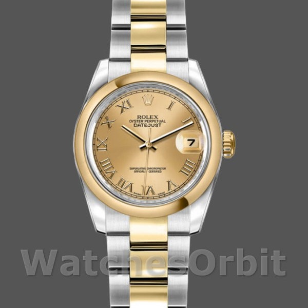 Replica Rolex Datejust 26 mm Donna-179163-Champagne Quadrante Romano-Dotazione Champagne