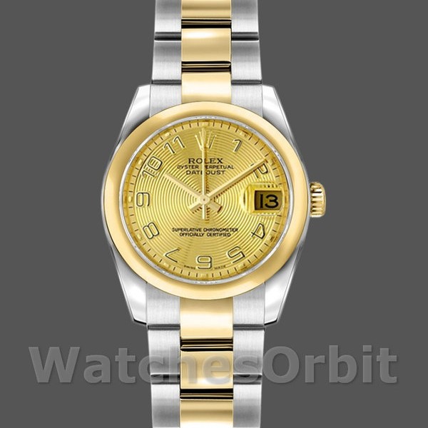 Replica Rolex Datejust-179163 da donna, 26 mm, quadrante champagne a cerchi concentrici, lunetta bombata, Lady Champagne