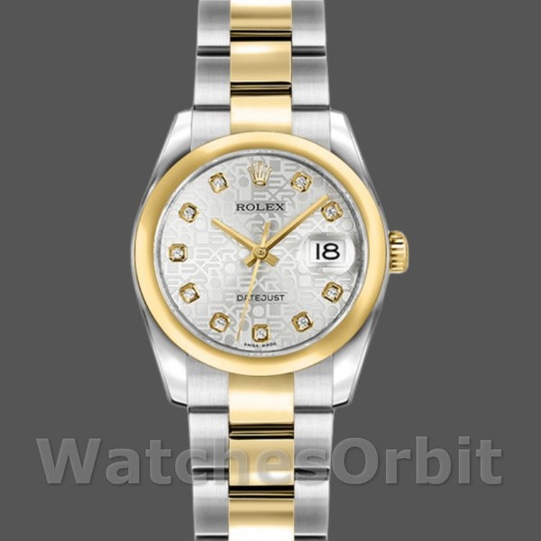 Replica Rolex Datejust-179163 da donna, 26 mm, quadrante Jubilee argento, lunetta bombata, Lady Silver