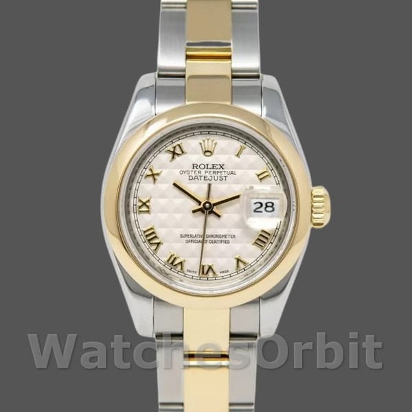 Replica Rolex Datejust-179163 da donna, 26 mm, quadrante avorio piramidale, lunetta liscia, Lady Ivory
