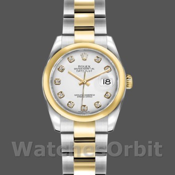 Replica Rolex Datejust 26mm Donna-179163-Dal quadrante bianco con diamanti e lunetta bianca con cupola