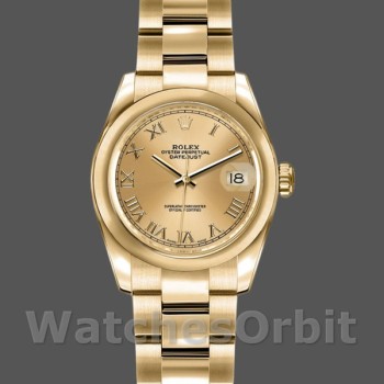 Replica Rolex Datejust-179168 da donna, 26 mm, quadrante romano liscio bombato, Lady Champagne