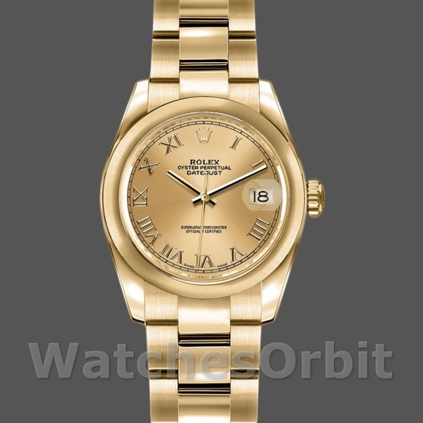 Replica Rolex Datejust-179168 da donna, 26 mm, quadrante romano liscio bombato, Lady Champagne