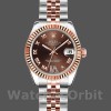 Replica Rolex Datejust-179171 da donna, 26 mm, quadrante marrone cioccolato, lunetta scanalata, Lady Chocolate Brown
