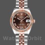 Replica Rolex Datejust-179171 da donna, 26 mm, quadrante marrone cioccolato, lunetta scanalata, Lady Chocolate Brown