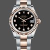 Replica Rolex Datejust-179171 da donna, 26 mm, quadrante nero con diamanti, lunetta scanalata, Lady Black