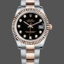 Replica Rolex Datejust-179171 da donna, 26 mm, quadrante nero con diamanti, lunetta scanalata, Lady Black