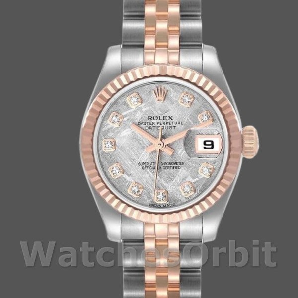 Replica Rolex Datejust-179171 da donna, 26 mm, quadrante in meteorite con diamanti, lunetta scanalata, Lady Meteorite