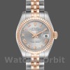 Replica Rolex Datejust-179171 da donna, 26 mm, quadrante grigio con numeri romani, lunetta scanalata, Lady Grey