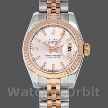 Replica Rolex Datejust-179171 da donna, 26 mm, quadrante rosa, lunetta scanalata, Lady Pink