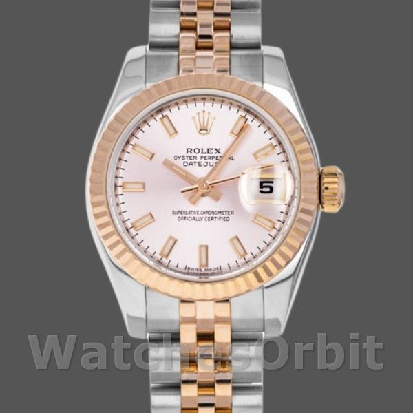 Replica Rolex Datejust-179171 da donna, 26 mm, quadrante rosa, lunetta scanalata, Lady Pink