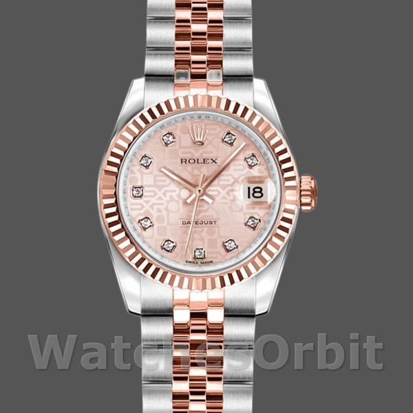 Replica Rolex Datejust-179171 da donna, 26 mm, quadrante giubileo rosa, lunetta scanalata, Lady Pink