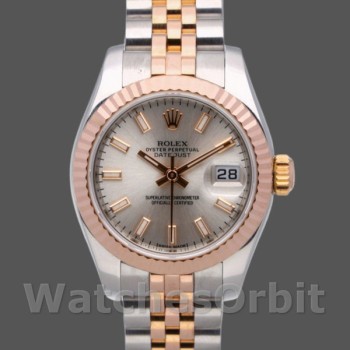 Replica Rolex Datejust-179171 da donna, 26 mm, quadrante argento, lunetta scanalata, Lady Silver