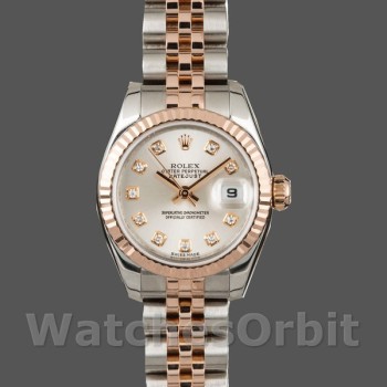 Replica Rolex Datejust-179171 da donna, 26 mm, quadrante argento con diamanti, lunetta scanalata, Lady Silver