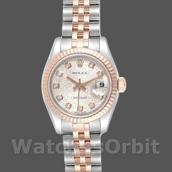 Replica Rolex Datejust-179171 da donna, 26 mm, quadrante argento Jubilee Anniversary, lunetta scanalata, Lady Silver