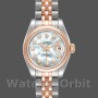 Replica Rolex Datejust-179171 da donna, 26 mm, quadrante bianco MOP con diamanti, lunetta scanalata, Lady MOP