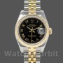 Replica Rolex Datejust-179173 da donna, 26 mm, quadrante nero, lunetta scanalata, Lady Black