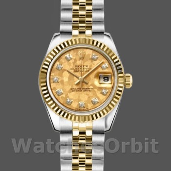 Replica Rolex Datejust-179173 da donna, 26 mm, quadrante cristallo champagne, lunetta scanalata, Lady Champagne