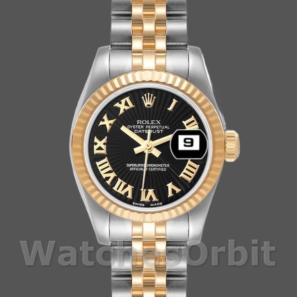 Replica Rolex Datejust-179173 da donna, 26 mm, quadrante Sunbeam Silver, lunetta scanalata, Lady Silver