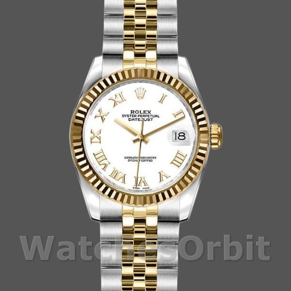 Replica Rolex Datejust-179173 da donna, 26 mm, quadrante bianco con numeri romani, Lady White