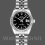 Replica Rolex Datejust-179174 da donna, 26 mm, quadrante nero, lunetta scanalata, Lady Black