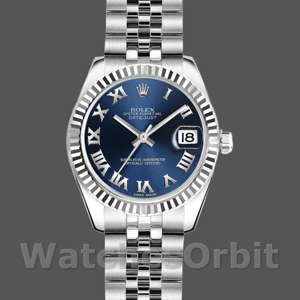 Replica Rolex Datejust-179174 da donna, 26 mm, quadrante blu con numeri romani, Lady Blue