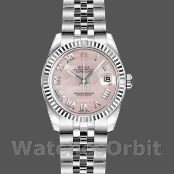 Replica Rolex Datejust-179174 da donna, 26 mm, quadrante rosa madreperlato, lunetta scanalata, Lady MOP