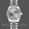 Replica Rolex Datejust-179174 da donna, 26 mm, quadrante grigio rodio, lunetta scanalata, Lady Rhodium Grey